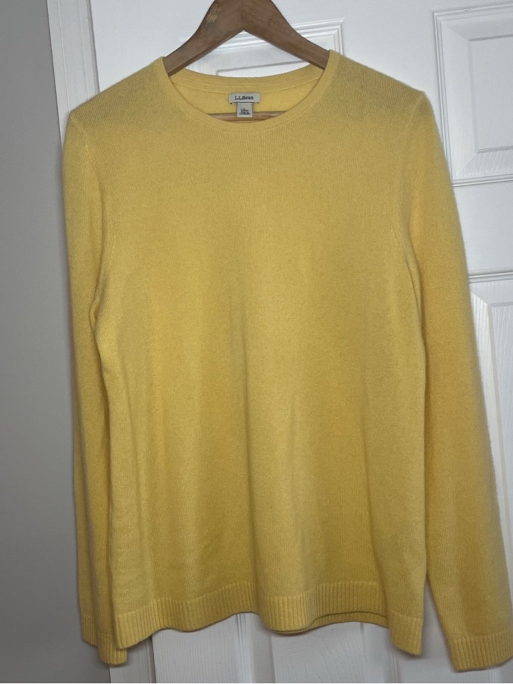 L.L. Bean Light Yellow Cashmere Crewneck Sweater